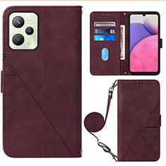 Leather Case Stands Flip Cover Holder Y02B for Realme C35 Red