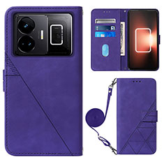 Leather Case Stands Flip Cover Holder Y02B for Realme GT Neo5 5G Purple