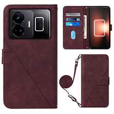 Leather Case Stands Flip Cover Holder Y02B for Realme GT Neo5 5G Red