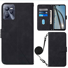 Leather Case Stands Flip Cover Holder Y02B for Realme Narzo 50A Prime Black