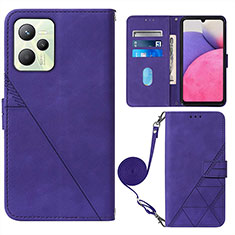 Leather Case Stands Flip Cover Holder Y02B for Realme Narzo 50A Prime Purple