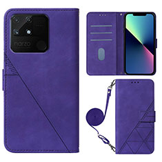 Leather Case Stands Flip Cover Holder Y02B for Realme Narzo 50A Purple