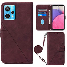 Leather Case Stands Flip Cover Holder Y02B for Realme V25 5G Red