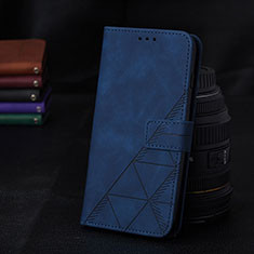Leather Case Stands Flip Cover Holder Y02B for Samsung Galaxy A02 Blue