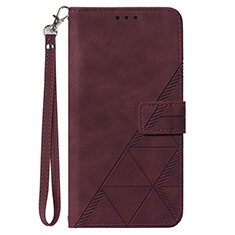 Leather Case Stands Flip Cover Holder Y02B for Samsung Galaxy A03 Core Red Wine