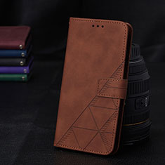 Leather Case Stands Flip Cover Holder Y02B for Samsung Galaxy A12 Brown