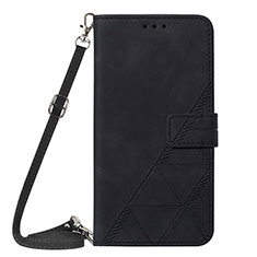 Leather Case Stands Flip Cover Holder Y02B for Samsung Galaxy S22 Plus 5G Black