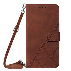 Leather Case Stands Flip Cover Holder Y02B for Samsung Galaxy S24 Ultra 5G Brown