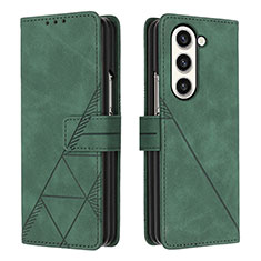 Leather Case Stands Flip Cover Holder Y02B for Samsung Galaxy Z Fold5 5G Green