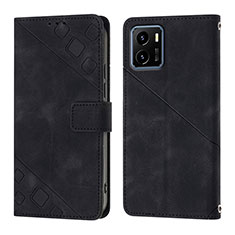 Leather Case Stands Flip Cover Holder Y02B for Vivo iQOO U5x Black