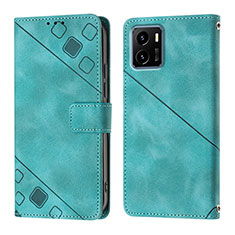 Leather Case Stands Flip Cover Holder Y02B for Vivo iQOO U5x Green