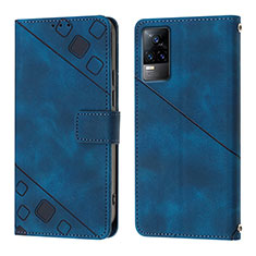 Leather Case Stands Flip Cover Holder Y02B for Vivo V21e 4G Blue