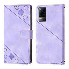 Leather Case Stands Flip Cover Holder Y02B for Vivo V21e 4G Clove Purple