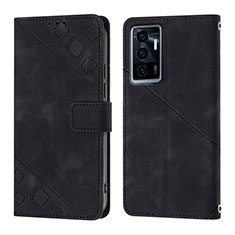 Leather Case Stands Flip Cover Holder Y02B for Vivo V23e Black