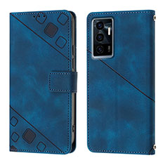 Leather Case Stands Flip Cover Holder Y02B for Vivo V23e Blue