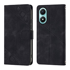 Leather Case Stands Flip Cover Holder Y02B for Vivo Y02S Black