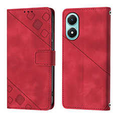 Leather Case Stands Flip Cover Holder Y02B for Vivo Y02S Red