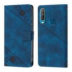 Leather Case Stands Flip Cover Holder Y02B for Vivo Y12 Blue