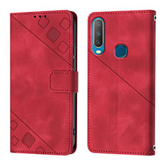 Leather Case Stands Flip Cover Holder Y02B for Vivo Y12 Red