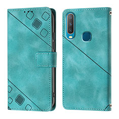 Leather Case Stands Flip Cover Holder Y02B for Vivo Y15 Green