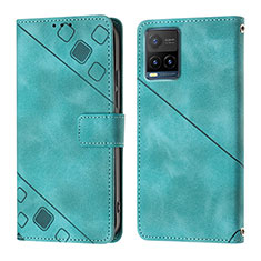 Leather Case Stands Flip Cover Holder Y02B for Vivo Y21 Green