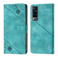 Leather Case Stands Flip Cover Holder Y02B for Vivo Y31 (2021) Green