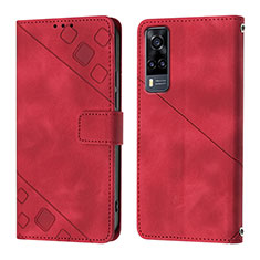 Leather Case Stands Flip Cover Holder Y02B for Vivo Y31 (2021) Red