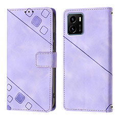 Leather Case Stands Flip Cover Holder Y02B for Vivo Y32t Clove Purple