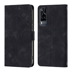 Leather Case Stands Flip Cover Holder Y02B for Vivo Y51 (2021) Black