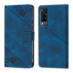 Leather Case Stands Flip Cover Holder Y02B for Vivo Y51 (2021) Blue