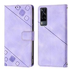 Leather Case Stands Flip Cover Holder Y02B for Vivo Y53s 4G Clove Purple