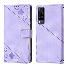 Leather Case Stands Flip Cover Holder Y02B for Vivo Y53s NFC Clove Purple