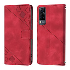 Leather Case Stands Flip Cover Holder Y02B for Vivo Y53s NFC Red