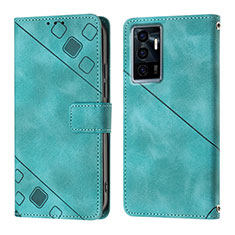 Leather Case Stands Flip Cover Holder Y02B for Vivo Y75 4G Green