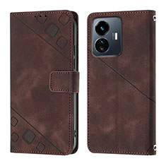 Leather Case Stands Flip Cover Holder Y02B for Vivo Y77 5G Brown