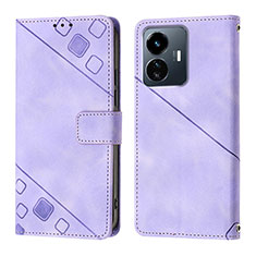 Leather Case Stands Flip Cover Holder Y02B for Vivo Y77 5G Clove Purple