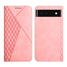 Leather Case Stands Flip Cover Holder Y02X for Google Pixel 6 5G Rose Gold