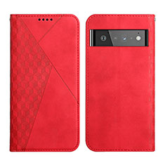 Leather Case Stands Flip Cover Holder Y02X for Google Pixel 6 Pro 5G Red