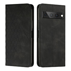 Leather Case Stands Flip Cover Holder Y02X for Google Pixel 7 Pro 5G Black