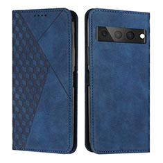 Leather Case Stands Flip Cover Holder Y02X for Google Pixel 7 Pro 5G Blue