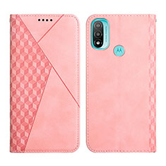 Leather Case Stands Flip Cover Holder Y02X for Motorola Moto E20 Rose Gold