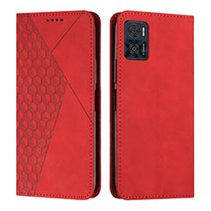 Leather Case Stands Flip Cover Holder Y02X for Motorola Moto E22 Red