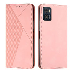 Leather Case Stands Flip Cover Holder Y02X for Motorola Moto E22i Rose Gold