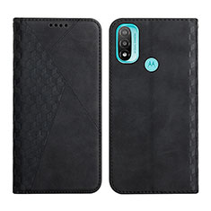 Leather Case Stands Flip Cover Holder Y02X for Motorola Moto E30 Black