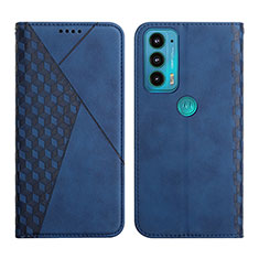 Leather Case Stands Flip Cover Holder Y02X for Motorola Moto Edge 20 5G Blue