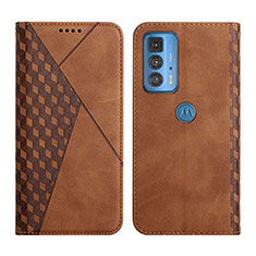 Leather Case Stands Flip Cover Holder Y02X for Motorola Moto Edge 20 Pro 5G Brown