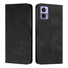 Leather Case Stands Flip Cover Holder Y02X for Motorola Moto Edge 30 Lite 5G Black