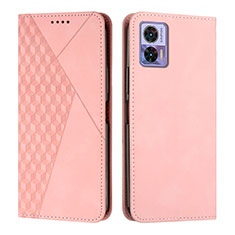 Leather Case Stands Flip Cover Holder Y02X for Motorola Moto Edge 30 Neo 5G Rose Gold