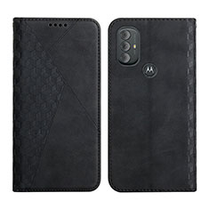 Leather Case Stands Flip Cover Holder Y02X for Motorola Moto G Play (2023) Black