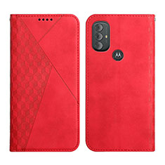 Leather Case Stands Flip Cover Holder Y02X for Motorola Moto G Play (2023) Red